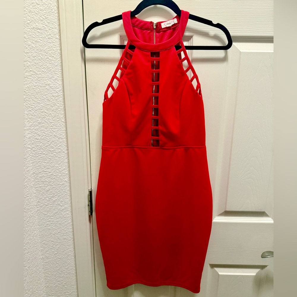 Red Dress with Halter Neck